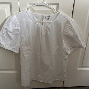 J.Crew White puff sleeve shirt